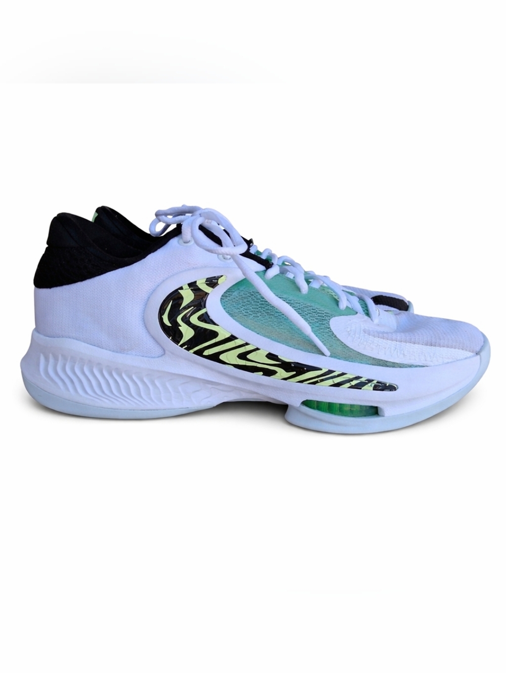 Nike Zoom Freak 4 Basketball Shoes Sz 8.5 White Green Giannis Athletic Sneakers